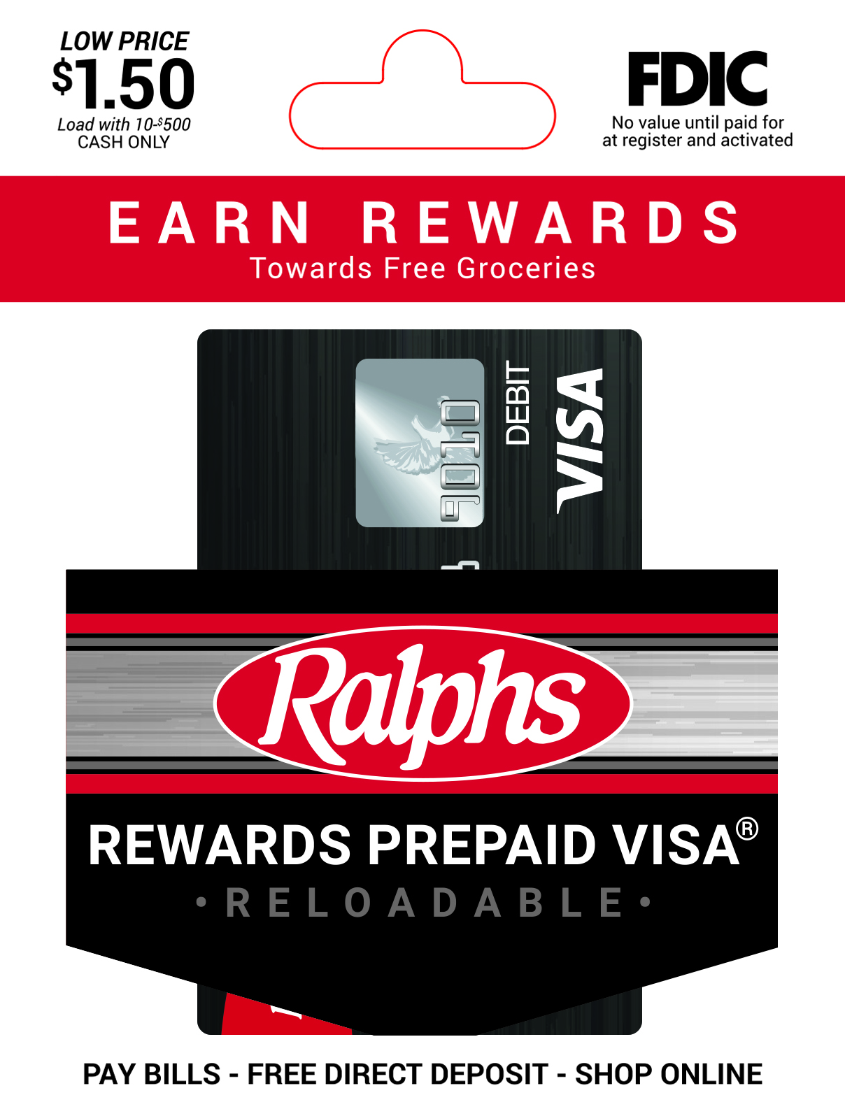 Ralphs Rewards Prepaid Visa Temporary Card Packaging